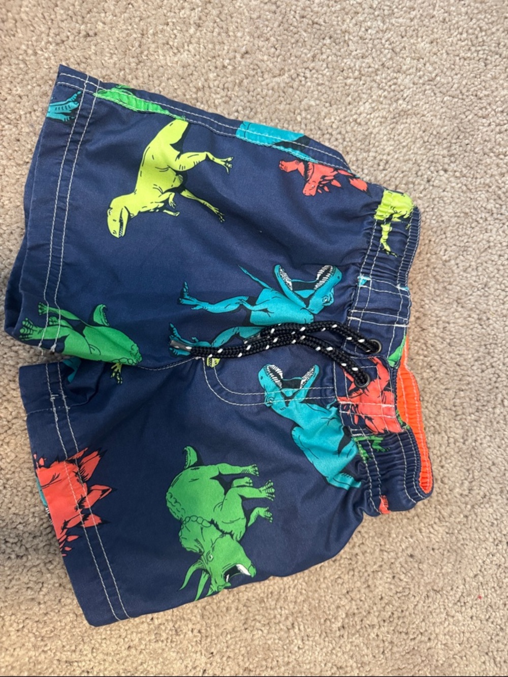 Carter's Navy Swim Shorts with Colorful Dinosaur Print